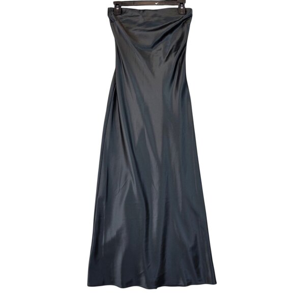 Steve Madden Dress Womens XS Black Jessamine Strapless Satin Maxi Formal Evening - Picture 1 of 13